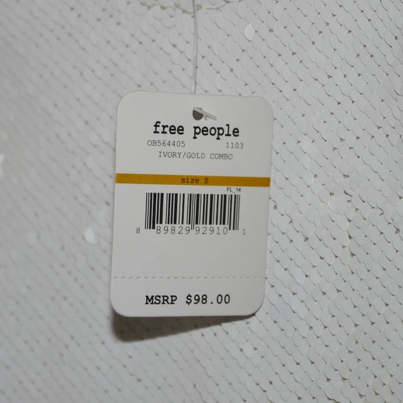 Free People Gold/ Ivory Seeing Double Sequin Dress Size S - Picture 9 of 15